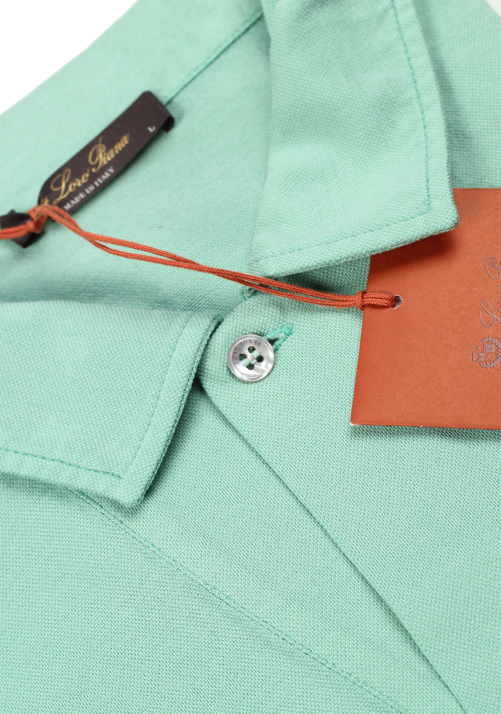 Loro Piana Solid Turquoise Cotton Silk Polo Size Large / 41 IT / 16 U.S. | Costume Limité