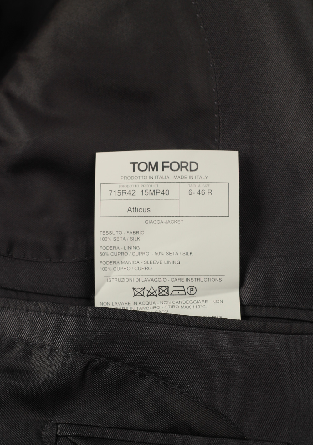 TOM FORD Shelton Black Silk Sport Coat Size 46 / 36R U.S. | Costume Limité