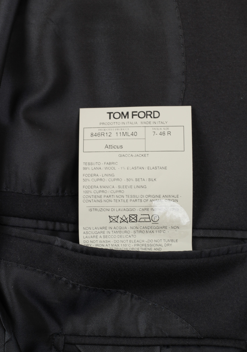 TOM FORD Atticus Black Sport Coat Size 46 / 36R U.S. | Costume Limité