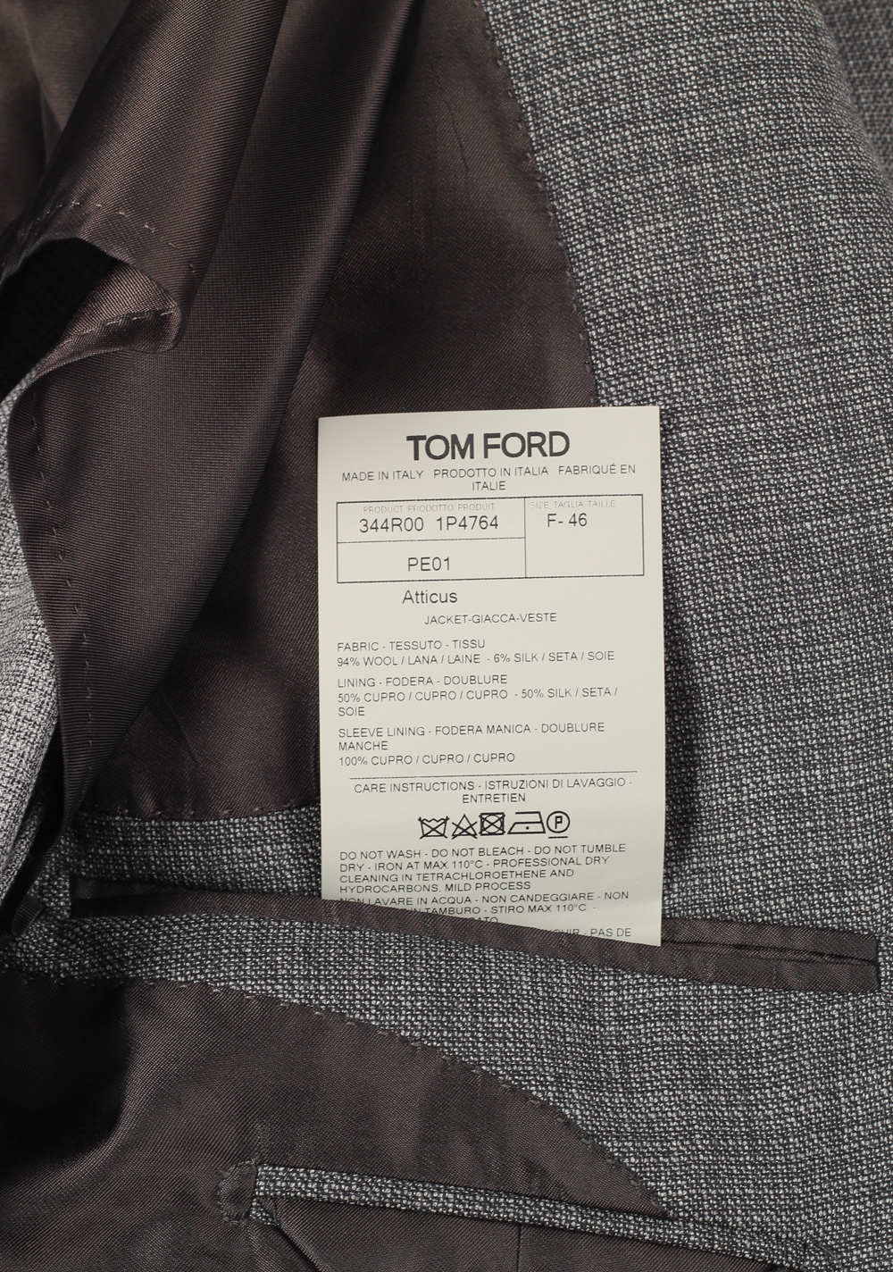 TOM FORD Atticus Gray Checked Sport Coat Size 46 / 36R U.S. | Costume Limité