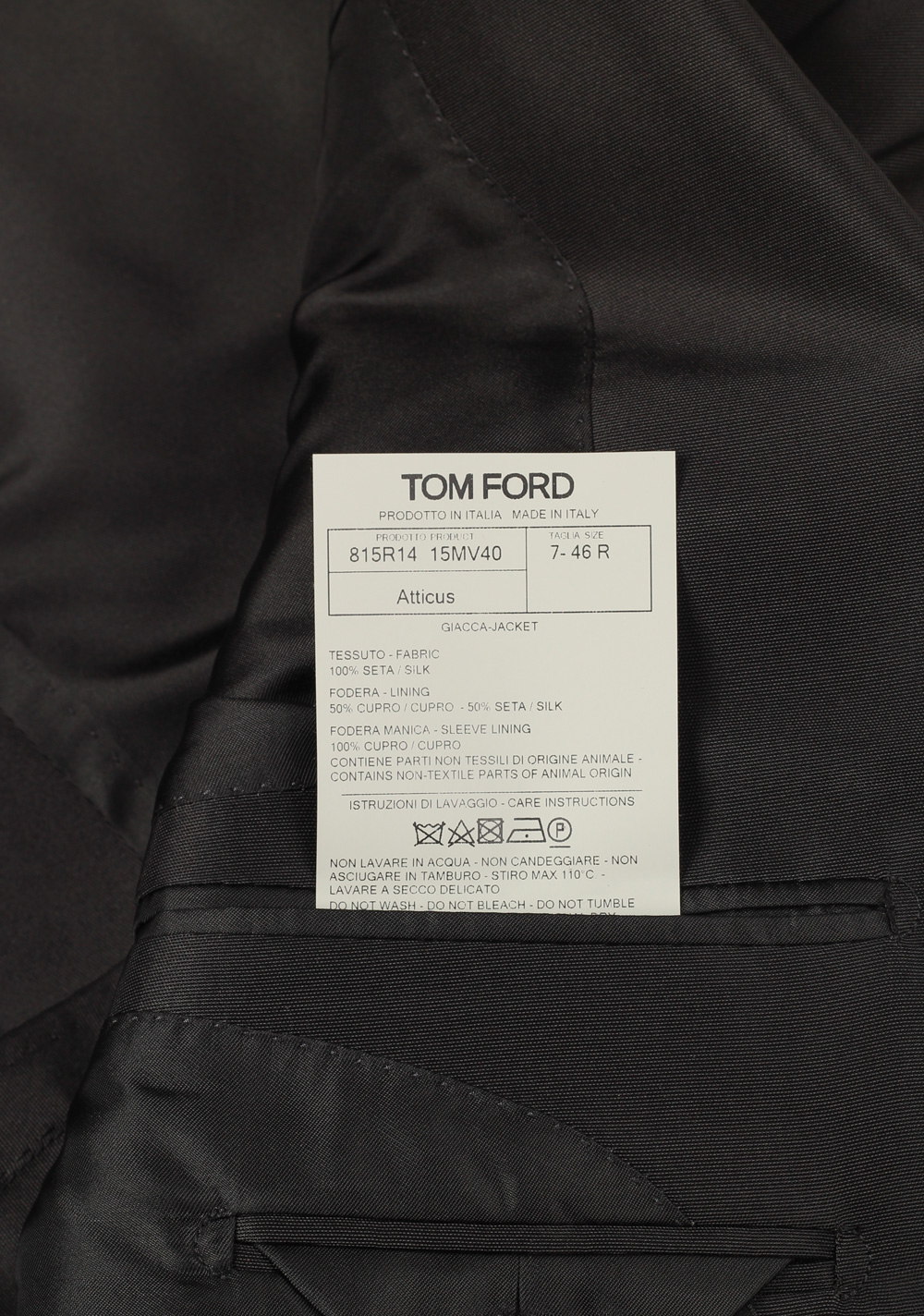 TOM FORD Atticus Black Silk Suit Size 46 / 36R U.S. | Costume Limité