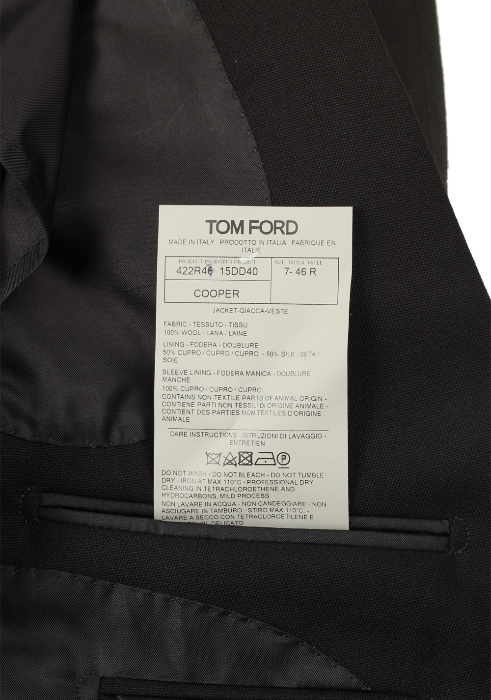 TOM FORD Cooper Double Breasted Solid Black Suit Size 46 / 36R U.S. | Costume Limité