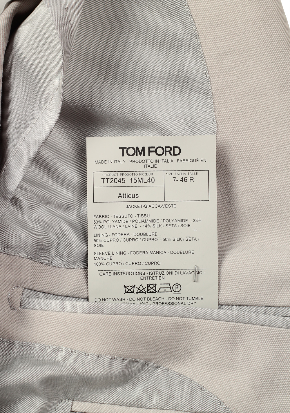 TOM FORD Atticus Gray Sport Coat Size 46 / 36R U.S. | Costume Limité