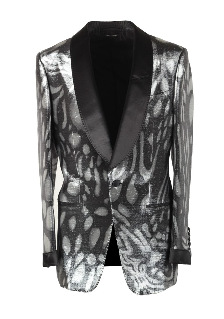 TOM FORD Atticus Black Silver Tuxedo Dinner Jacket Size 46 / 36R U.S. - thumbnail | Costume Limité