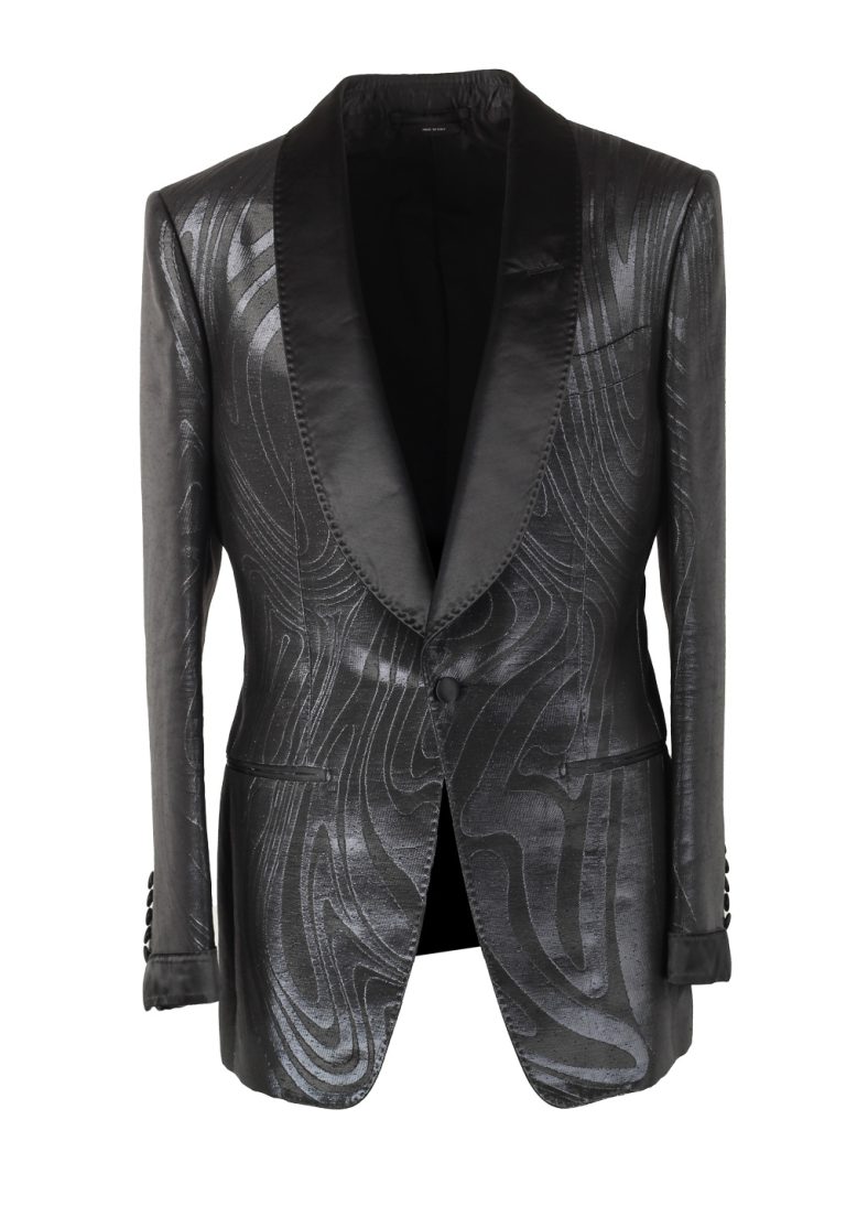 TOM FORD Atticus Black Silver Tuxedo Dinner Jacket Size 46 / 36R U.S. - thumbnail | Costume Limité