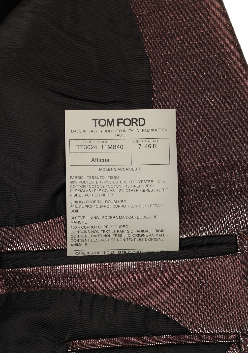 TOM FORD Atticus Cherry Sport Coat Size 46 / 36R U.S. | Costume Limité