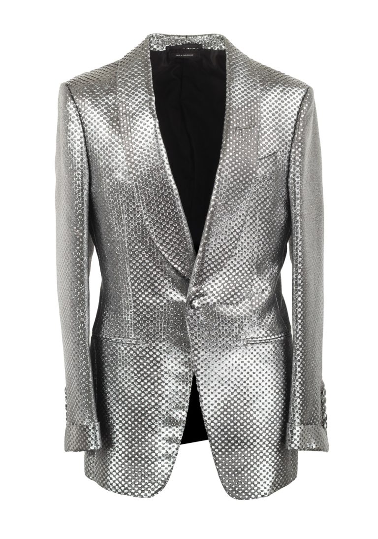 TOM FORD Atticus Silver Tuxedo Dinner Jacket Size 46 / 36R U.S. - thumbnail | Costume Limité