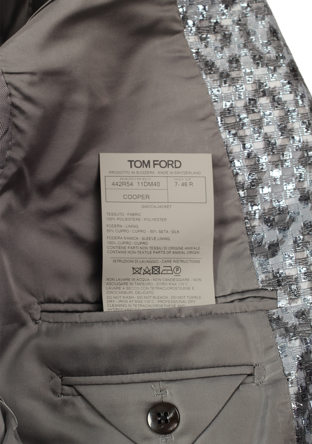 TOM FORD Cooper Silver Tuxedo Dinner Jacket Size 46 / 36R U.S. | Costume Limité