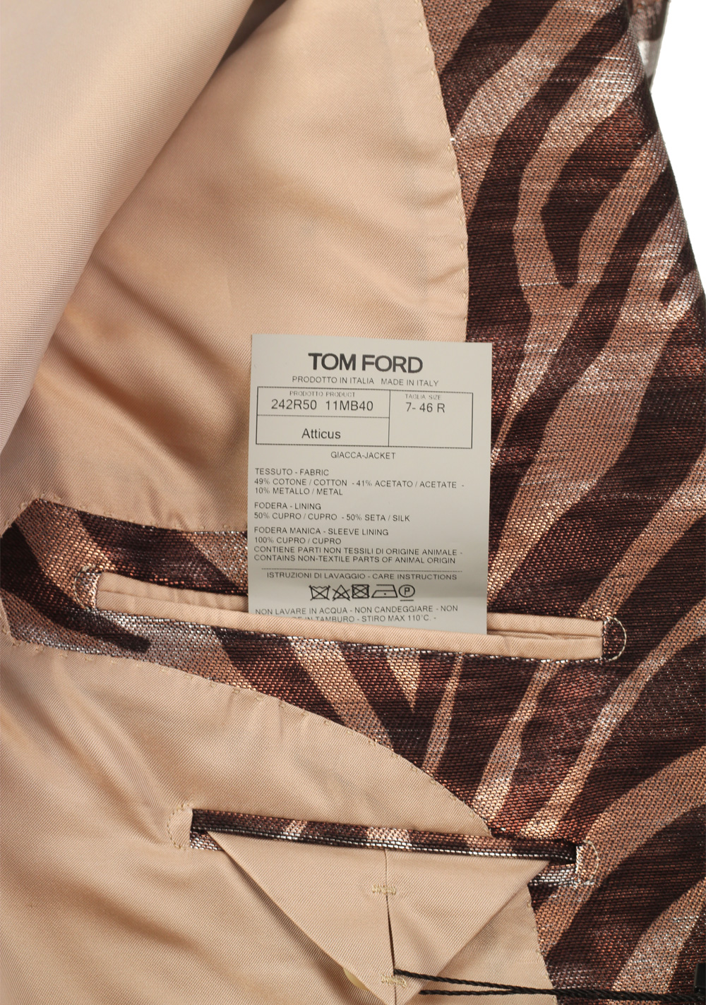 TOM FORD Atticus Copper Brown Sport Coat Size 46 / 36R U.S. | Costume Limité