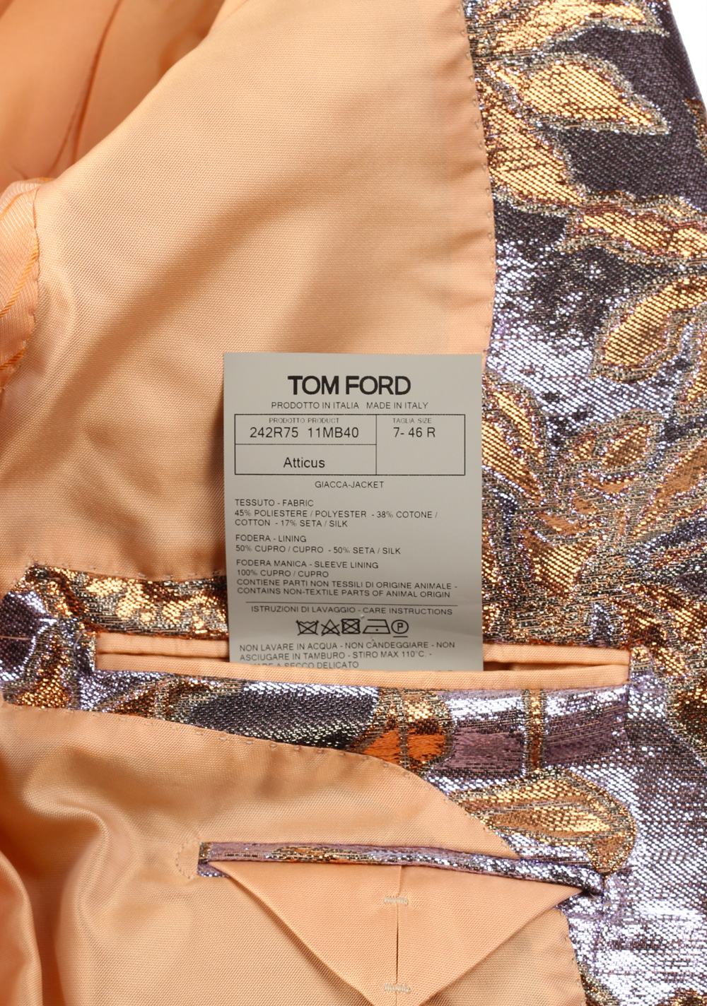 TOM FORD Atticus Purple Gold Floral Sport Coat Size 46 / 36R U.S. | Costume Limité