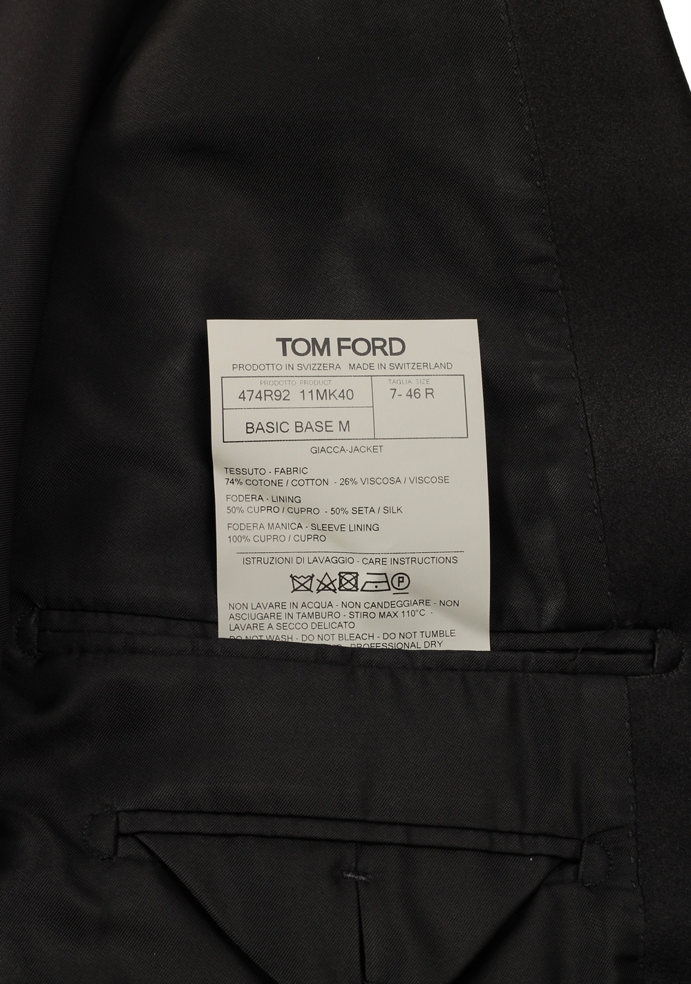 TOM FORD Basic Base M Tuxedo Dinner Jacket Size 46 / 36R U.S. | Costume Limité