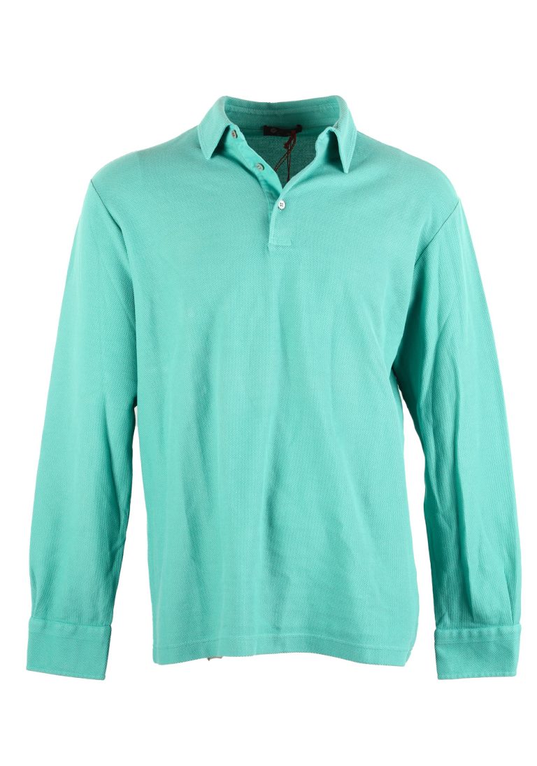 Loro Piana Long Sleeve Mint Green Polo Size XL / 54 IT / 44R U.S. - thumbnail | Costume Limité