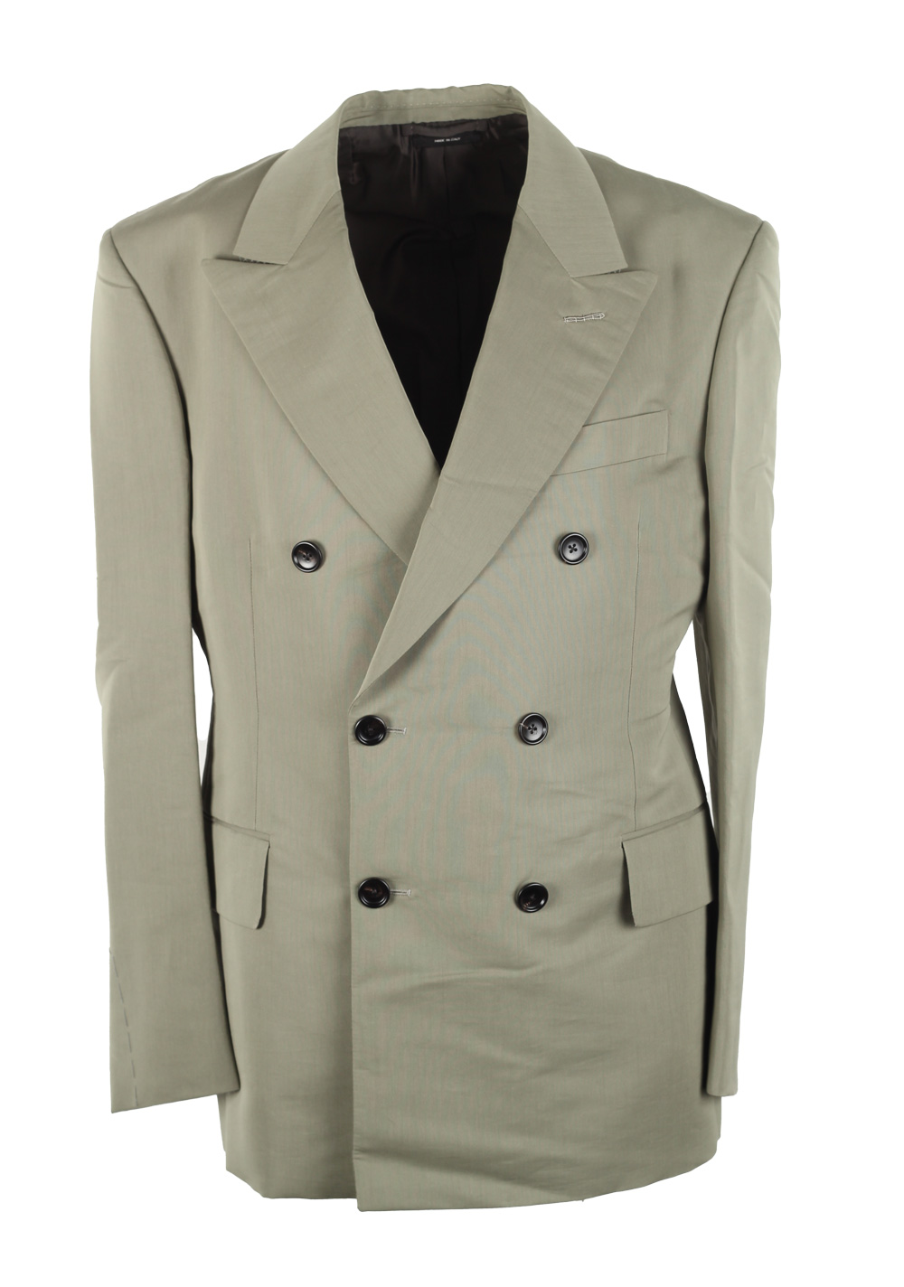 TOM FORD Cooper Double Breasted Solid Green Suit Size 50C / 40S U.S. | Costume Limité