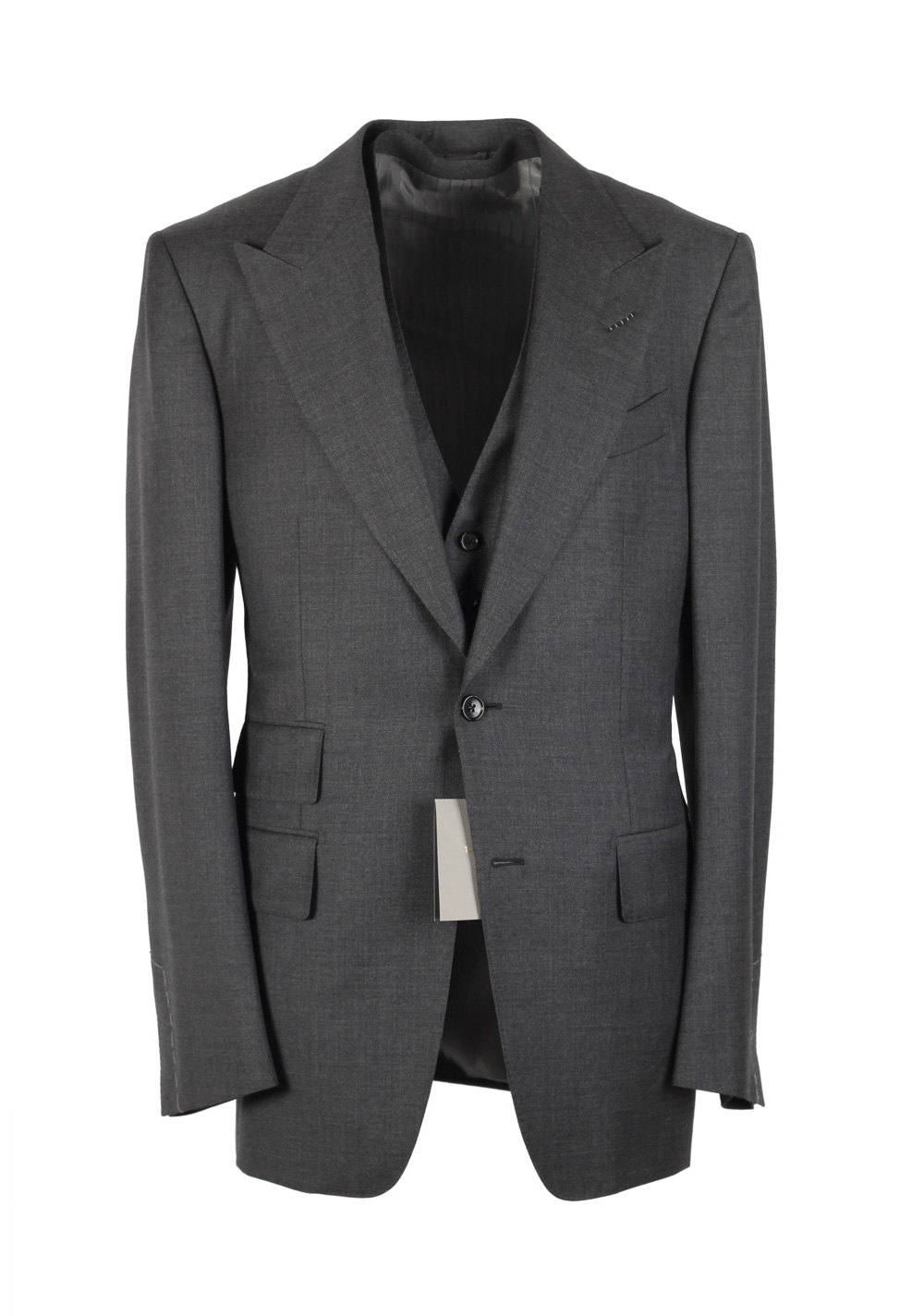 TOM FORD Windsor Gray 3 Piece Suit Size 58L / 48L U.S. Wool Fit A | Costume Limité