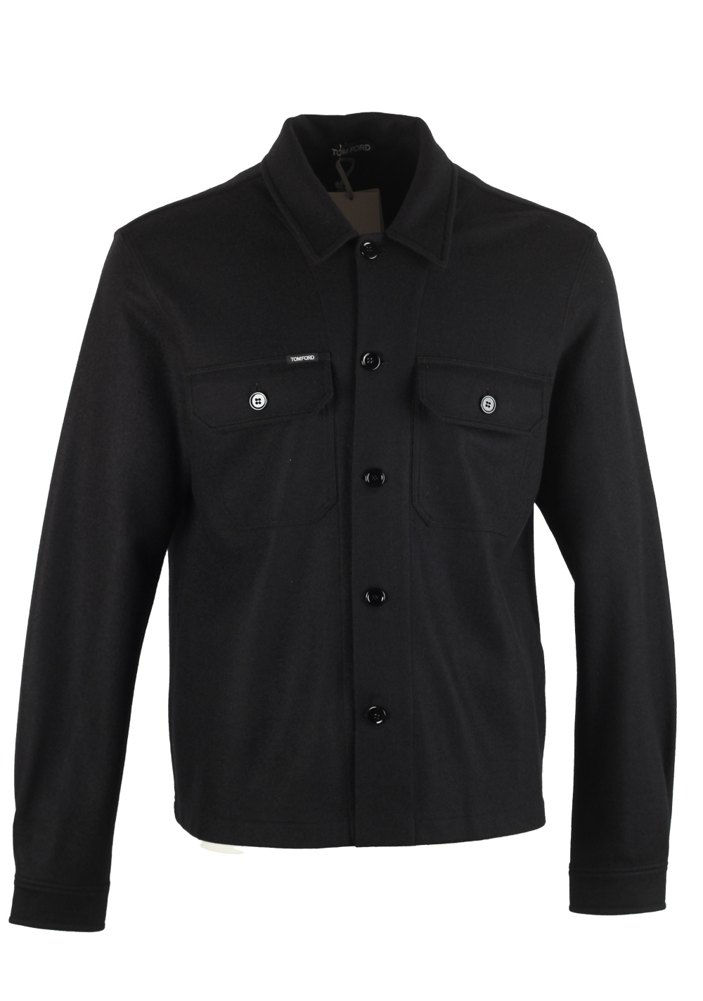 TOM FORD Logo-Appliquéd Black Cashmere Overshirt Size 52 IT / 42R U.S. | Costume Limité