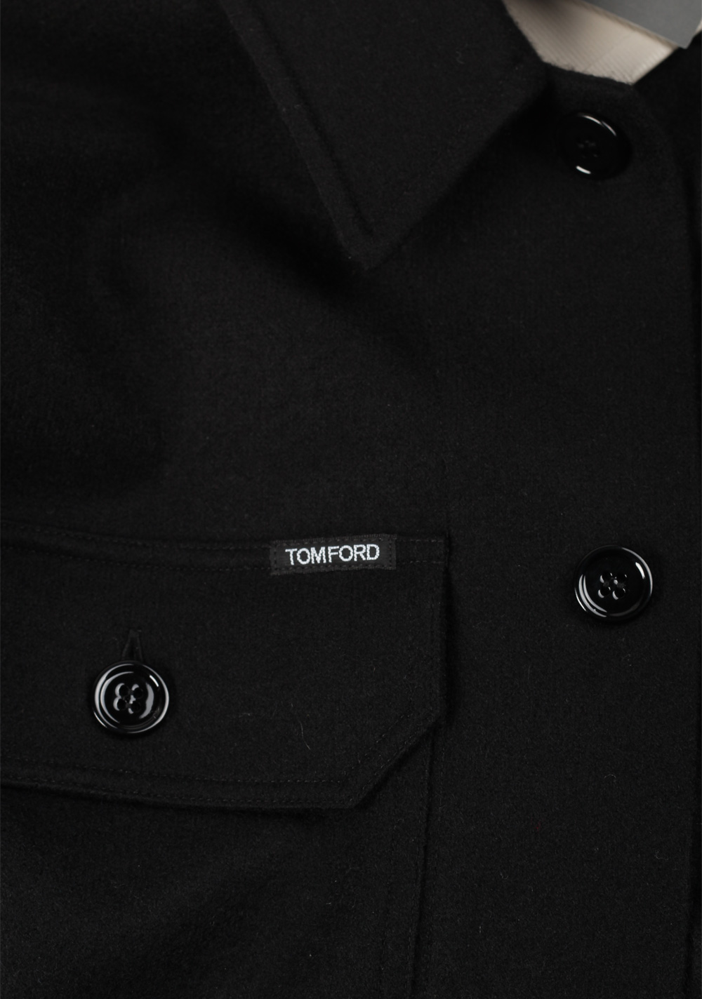 TOM FORD Logo-Appliquéd Black Cashmere Overshirt Size 52 IT / 42R U.S. | Costume Limité