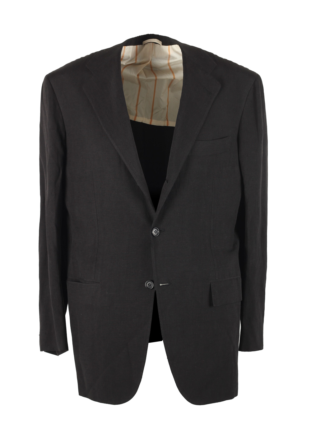 Kiton Black Sport Coat Size 48 / 38R U.S. In Silk Linen | Costume Limité