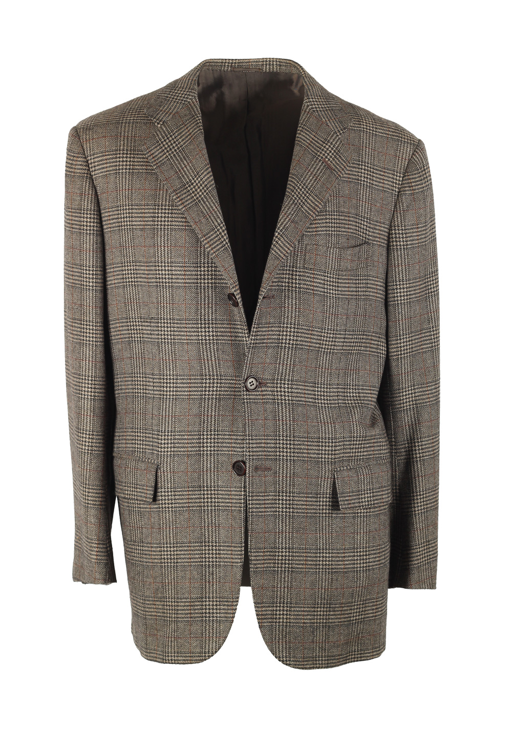 Kiton Gray Checked Sport Coat Size 50 / 40R U.S. In Cashmere | Costume Limité