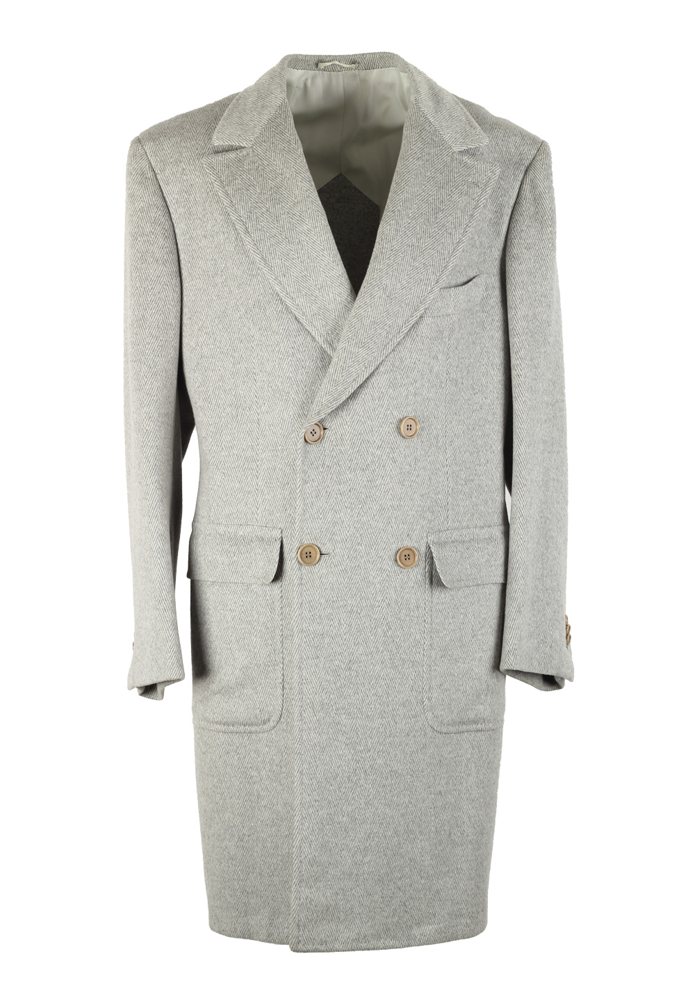 Kiton Gray Double Breasted Vicuna Coat Size 52 / 42R U.S. | Costume Limité