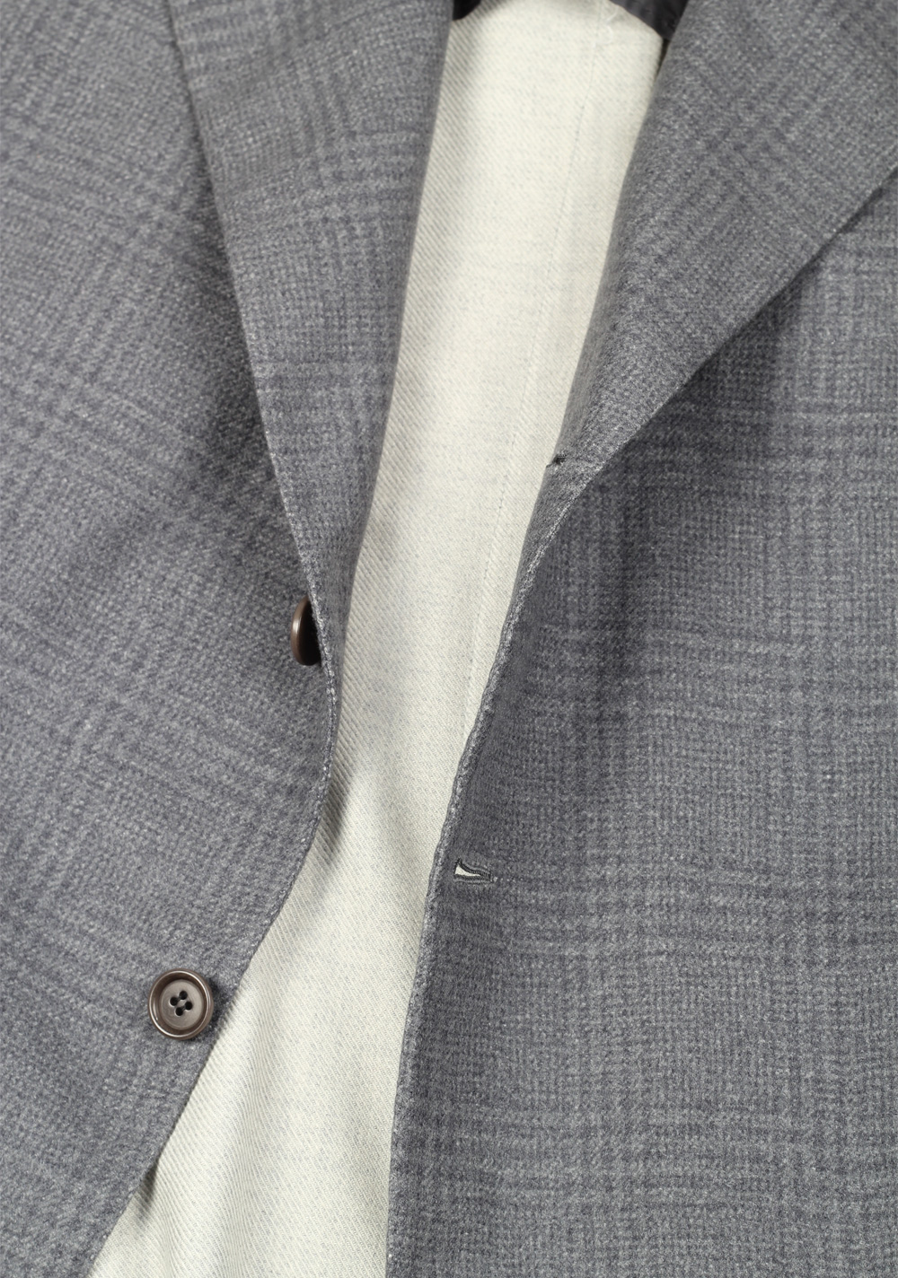 Kiton Gray Checked Sport Coat Size 50 / 40R U.S. In Silk Cashmere | Costume Limité