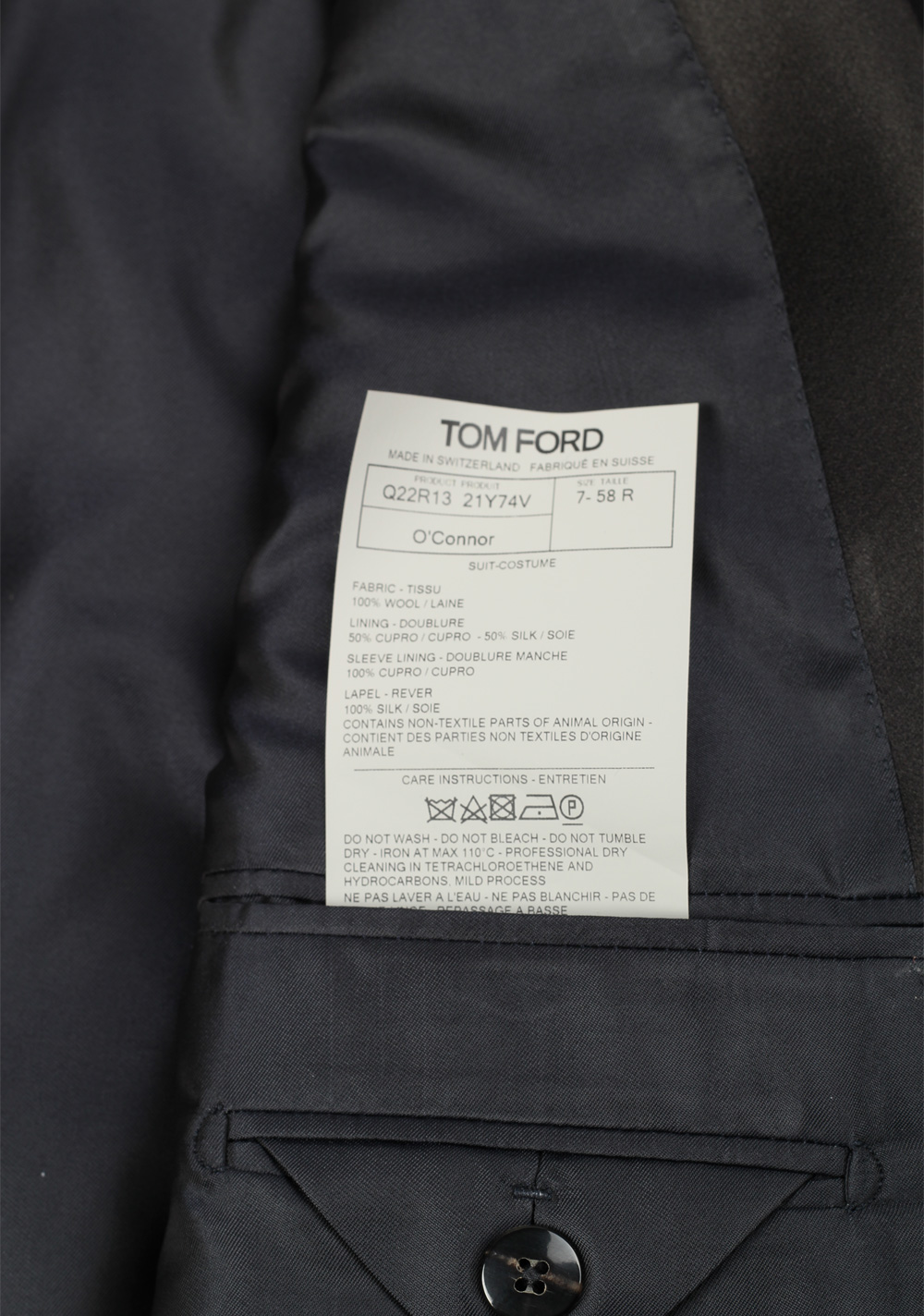 TOM FORD O’Connor Black Tuxedo Suit Size 58 / 48R U.S.  Fit Y | Costume Limité