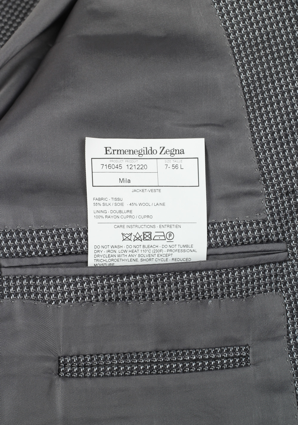 Ermenegildo Zegna Gray Mila Sport Coat Size 56L / 46L U.S. In Silk Blend | Costume Limité