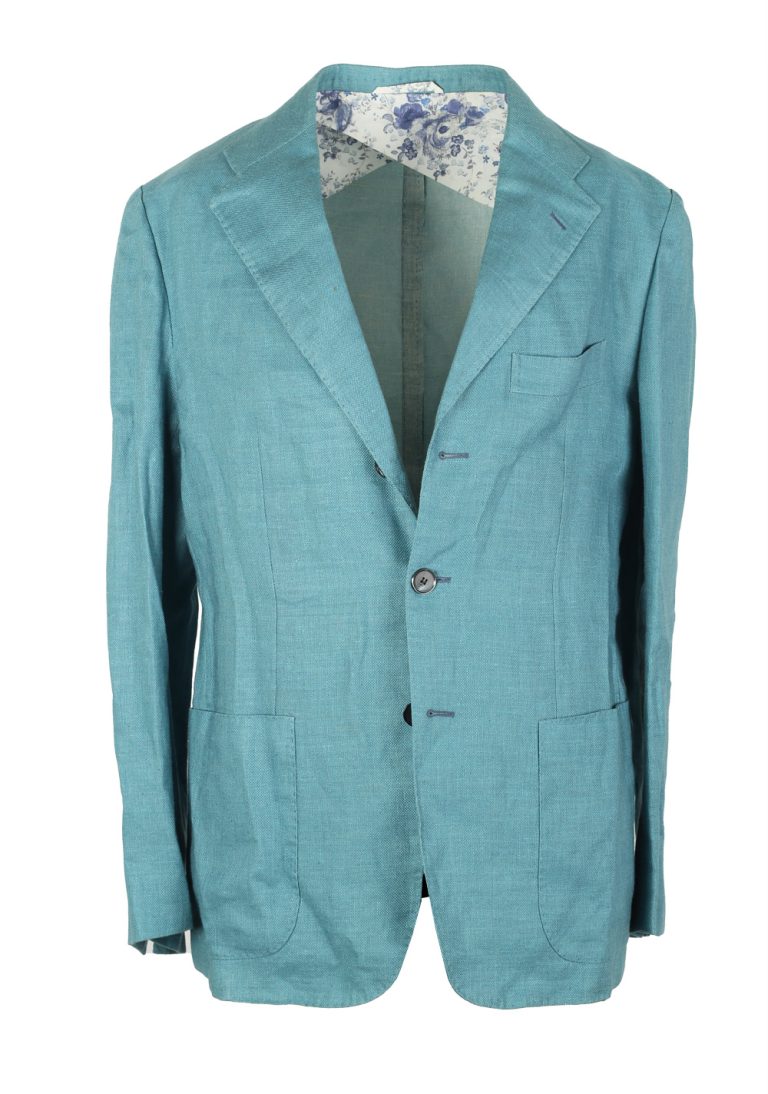 Sartorio By Kiton Turquoise Beige Sport Coat Size 50 / 40R U.S. In Linen Silk Cashmere - thumbnail | Costume Limité