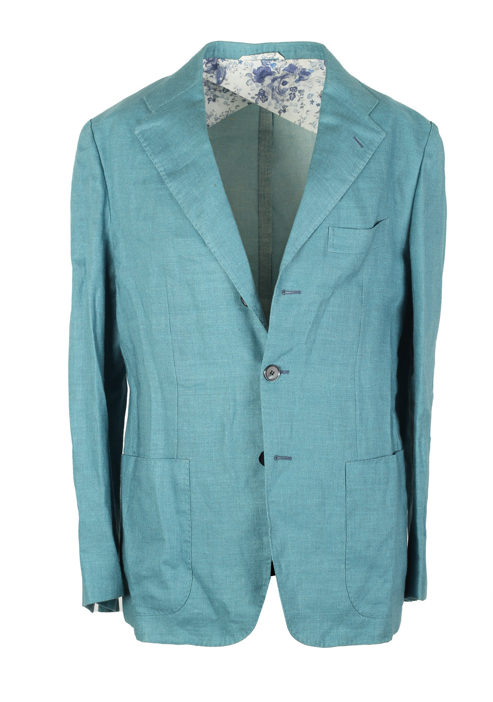 Sartorio By Kiton Turquoise Beige Sport Coat Size 50 / 40R U.S. In Linen Silk Cashmere | Costume Limité