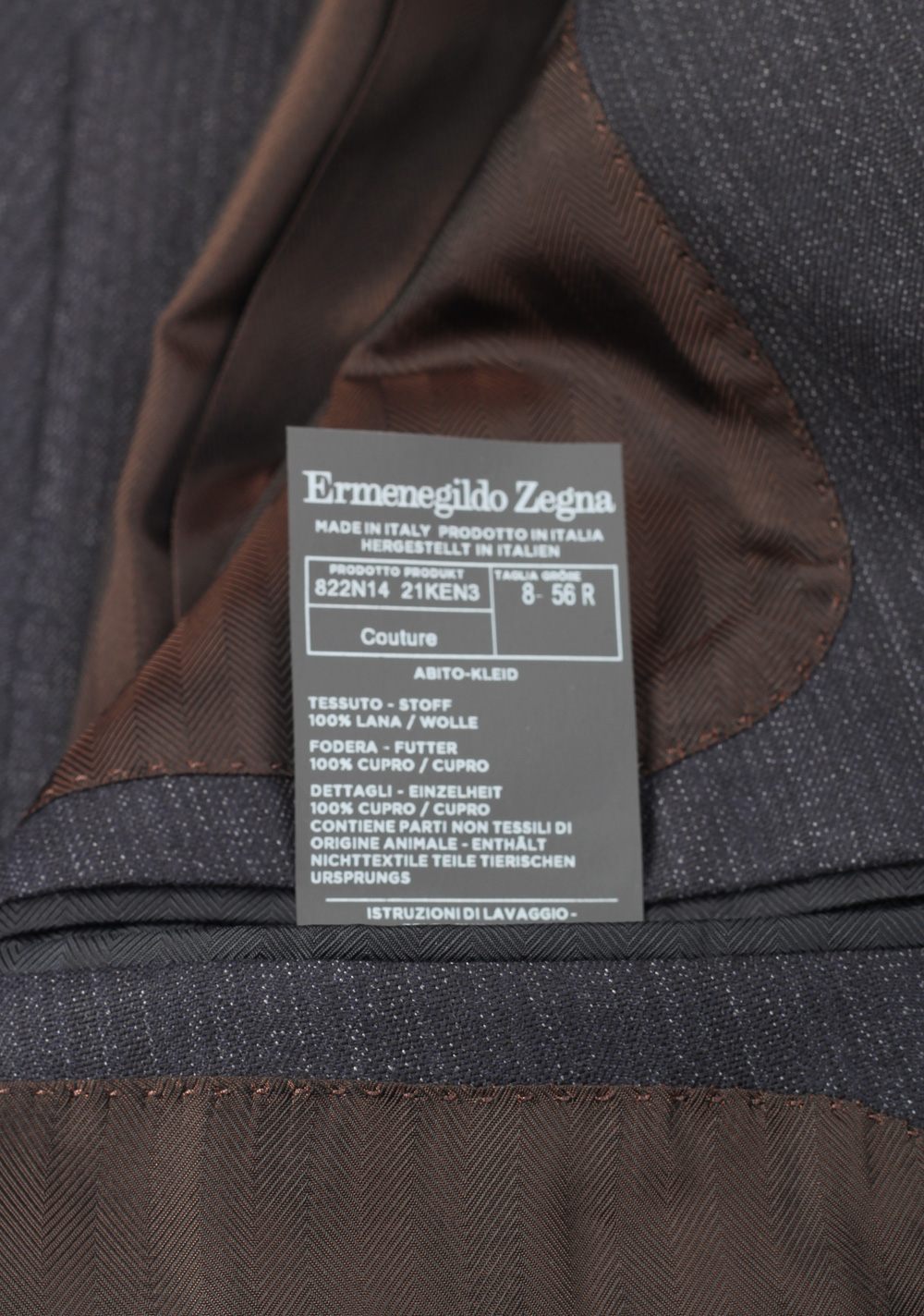 ZEGNA Couture Gray Suit Size 56 / 46R U.S. | Costume Limité