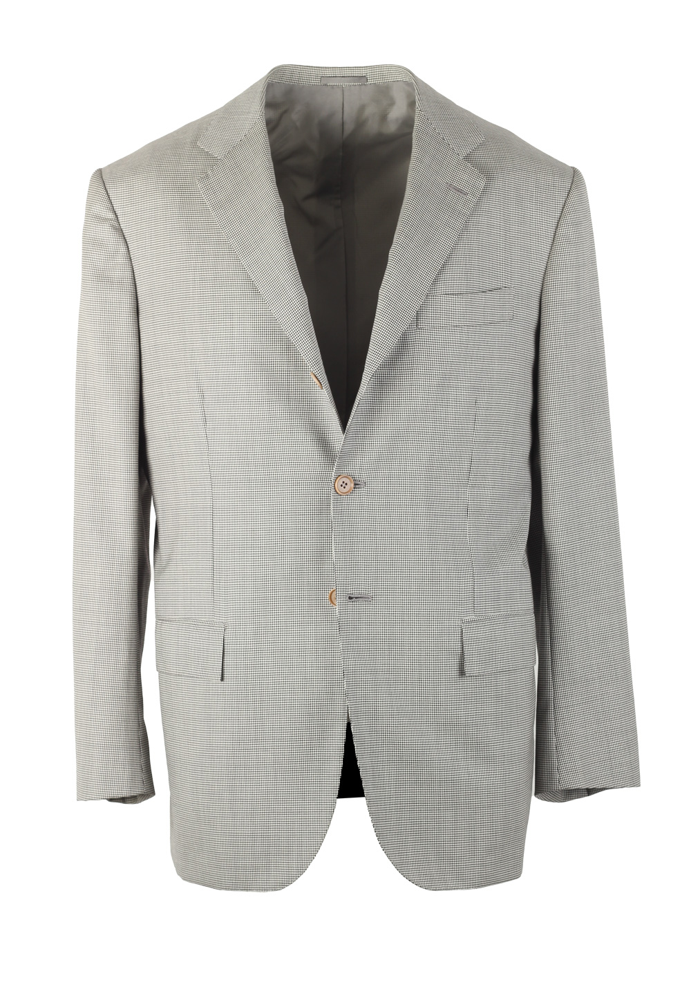 Kiton Gray Houndstooth Diamante Blue Suit Size 50 / 40R U.S. In Wool | Costume Limité