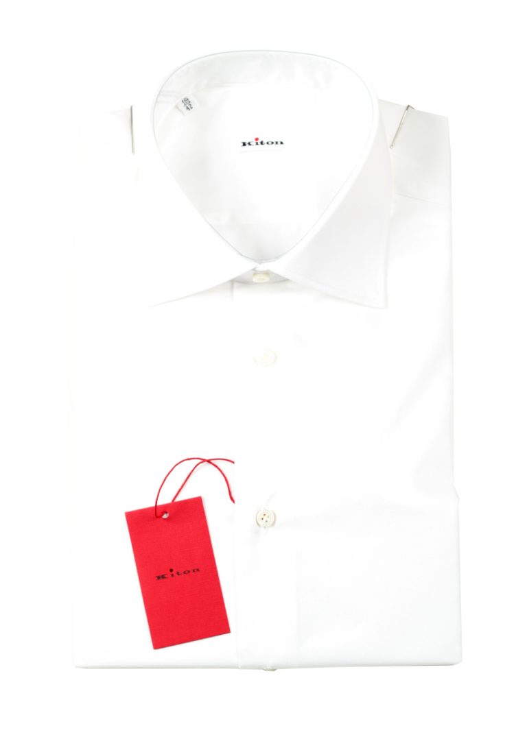 Kiton Solid White Dress Shirt Size 42 / 16.5 U.S. - thumbnail | Costume Limité