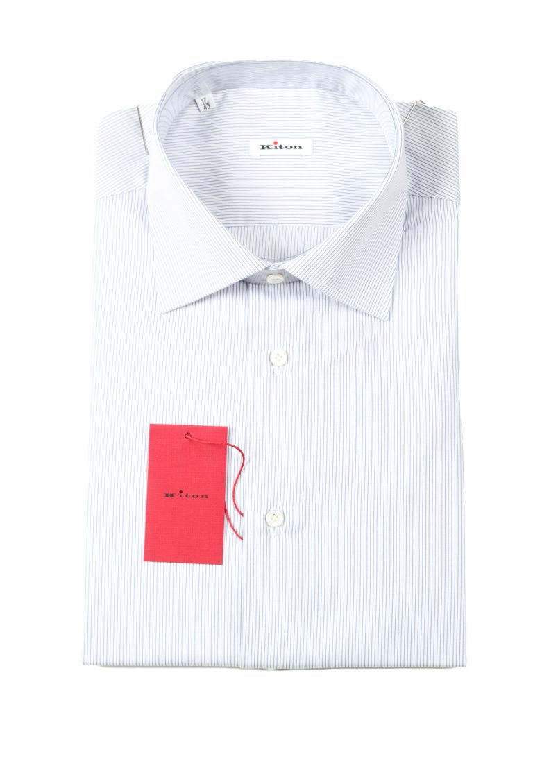 Kiton Blue White Striped Dress Shirt - thumbnail | Costume Limité