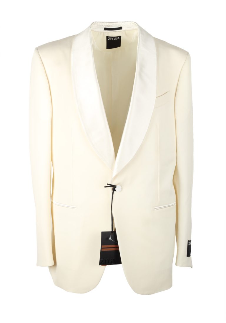 ZEGNA Venezia Off White Tuxedo Dinner Jacket Size 52 / 42R U.S. - thumbnail | Costume Limité