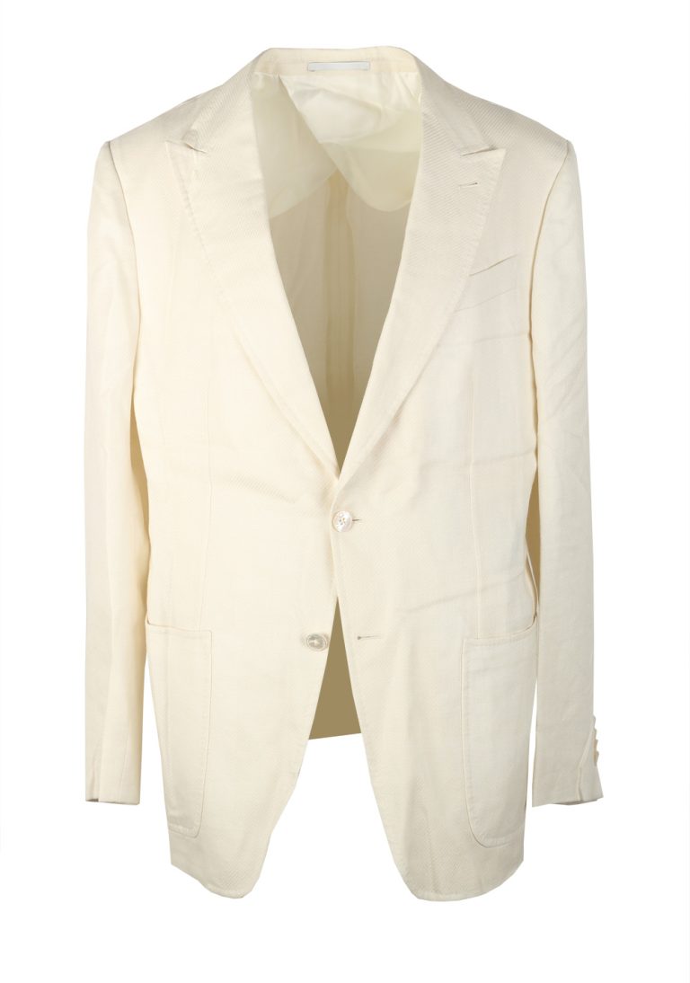 ZEGNA Manhatten Off White Sport Coat Size 52 / 42R U.S. In Silk Blend - thumbnail | Costume Limité