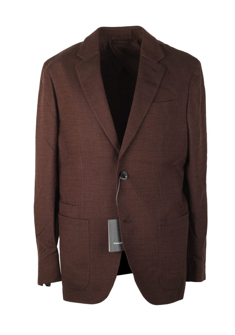 ZEGNA Silk Checked Brown Sport Coat Size 48 / 38R U.S. - thumbnail | Costume Limité